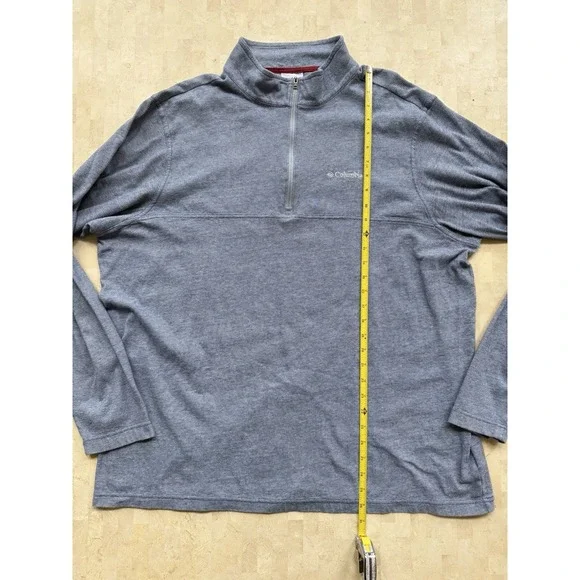 Columbia Mens 2XL Blue Heather Sweatshirt 1/4 Zip Pullover Lightweight - Picture 4 of 7